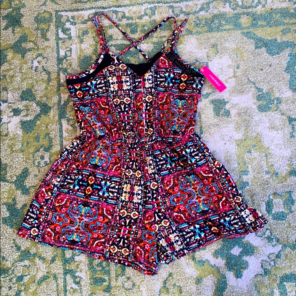 Bright strappy back romper